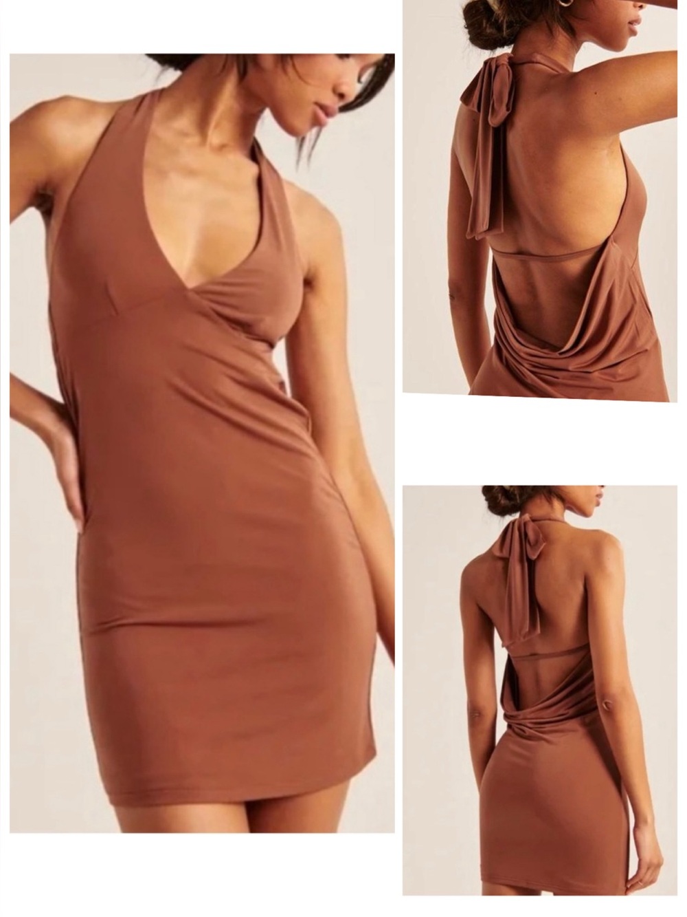 Abercrombie & Fitch Rust Brown Halter Mini Dress size medium tall